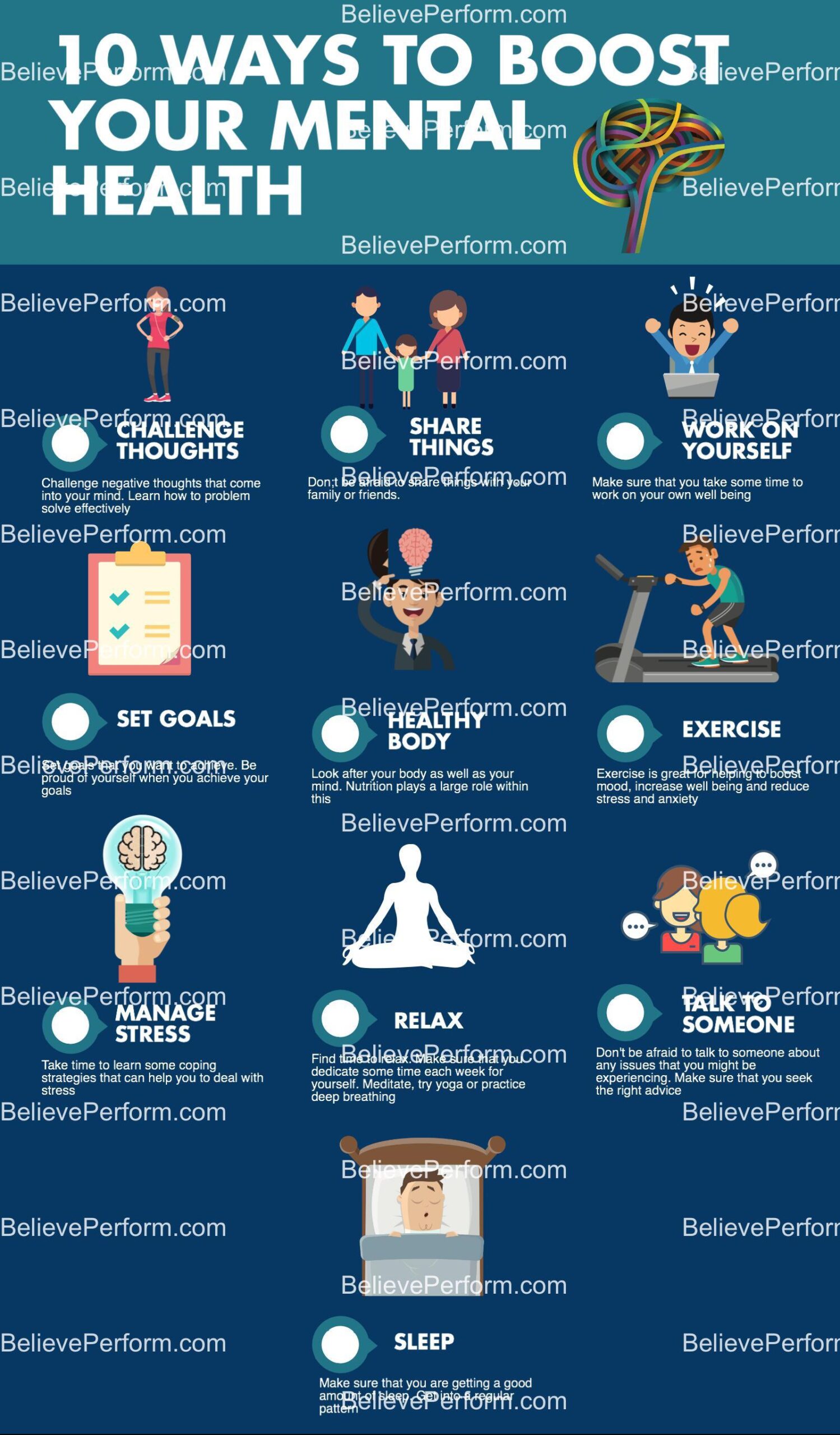 10 ways to boost your mental health - Infographics - BelievePerform