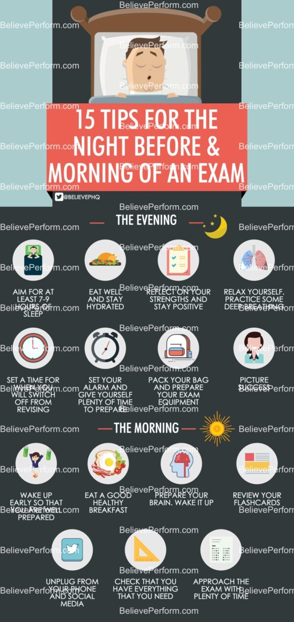 15 tips for the night before and morning of an exam - BelievePerform ...
