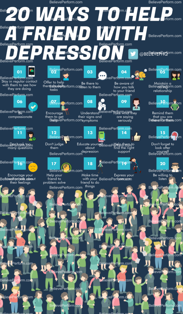 20 ways to help a friend with depression - BelievePerform - The UK's ...