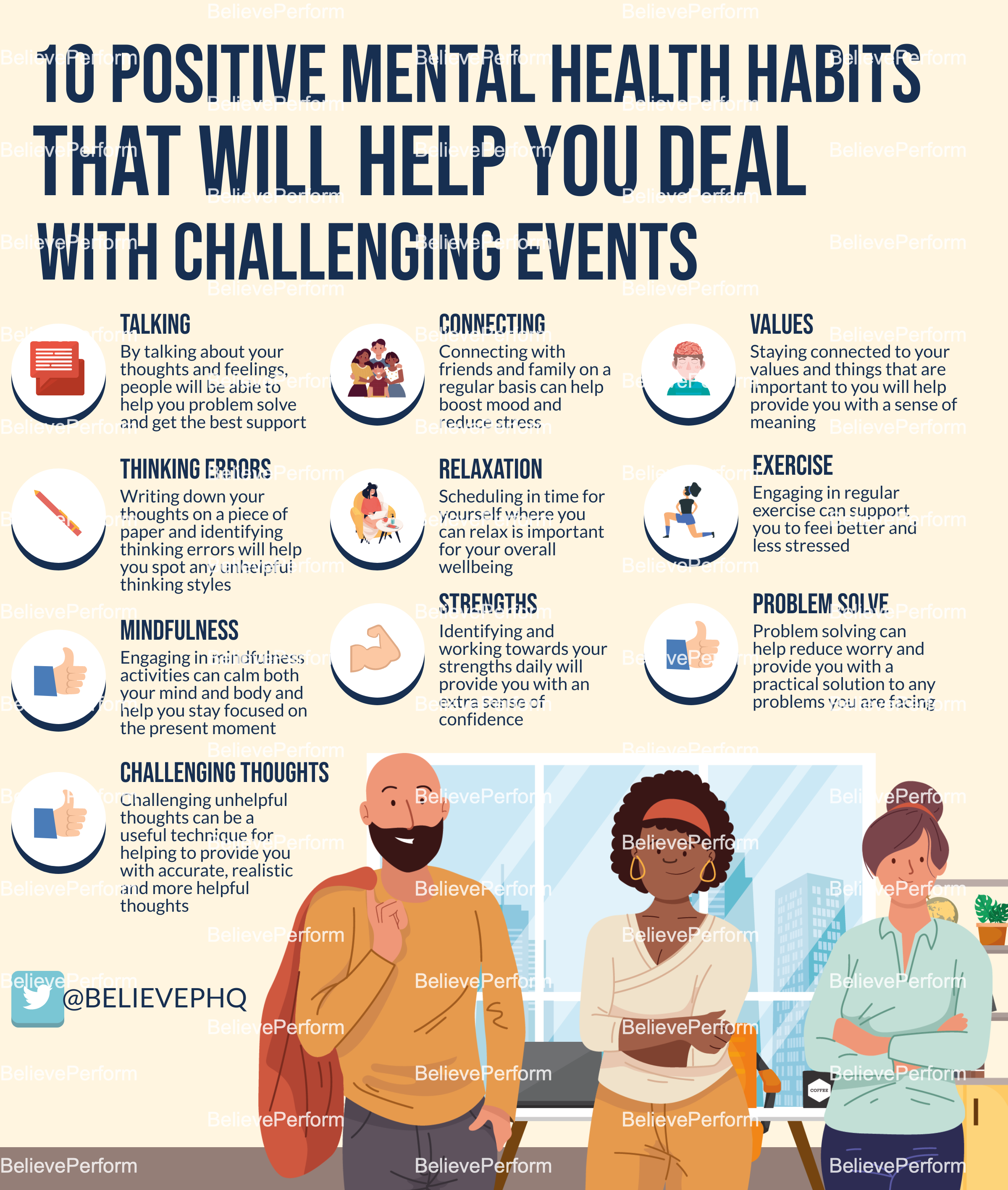 10 Positive Mental Health Habits - Infographics - BelievePerform